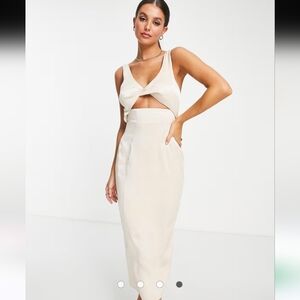 Elegant ASOS Twist Detail Stone Colored Dress